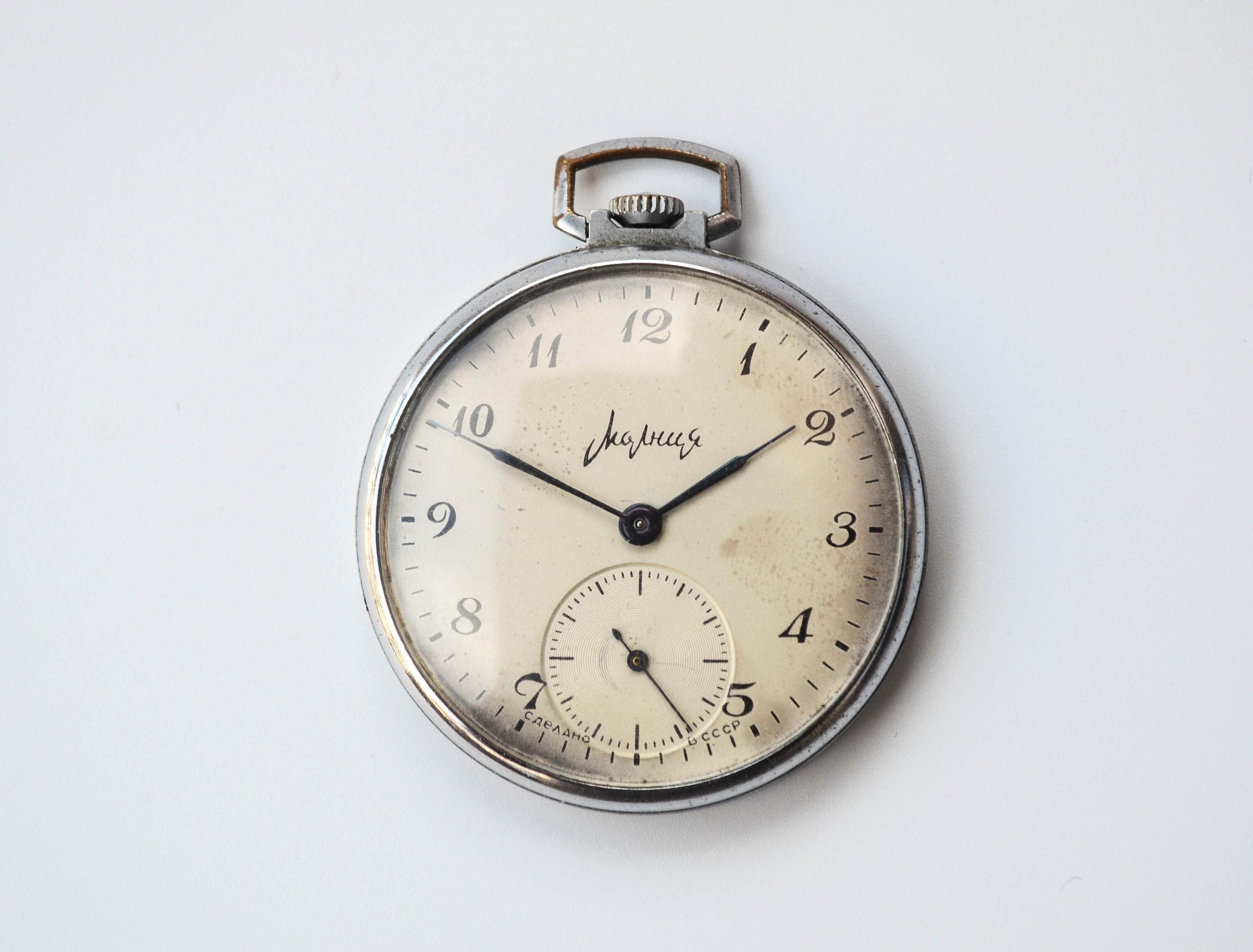 1960's MOLNIJA Vintage Soviet Pocket Watch 18 Jewels, Working Mechanical  Watch Molnija, Retro watch Molnia Made in USSR