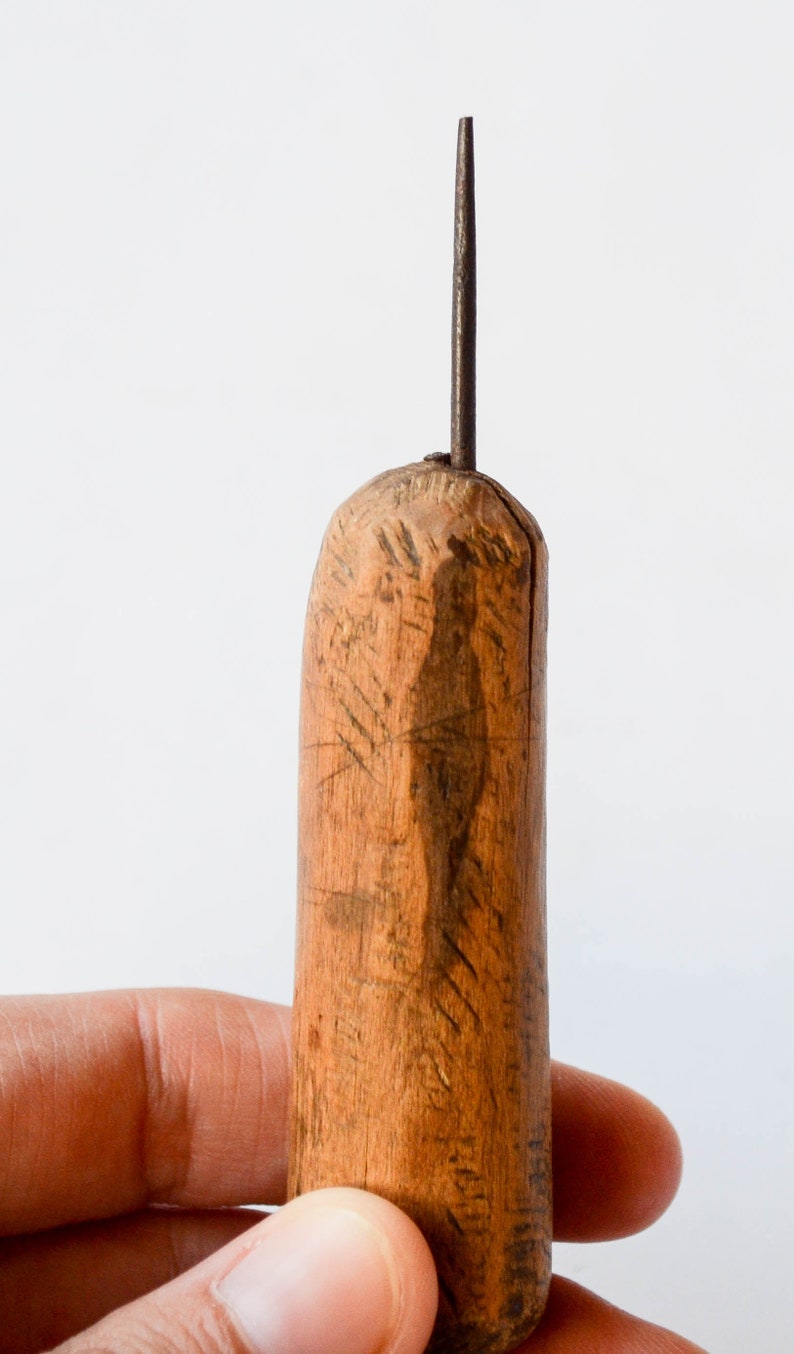 1920's Vintage Small Wooden Awl Tool Primitive Handled Etsy UK
