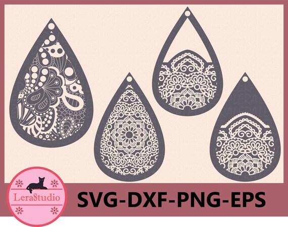 Download 60 Off Earrings Svg Mandala Svg Zentangle Svg Tear Drop Etsy