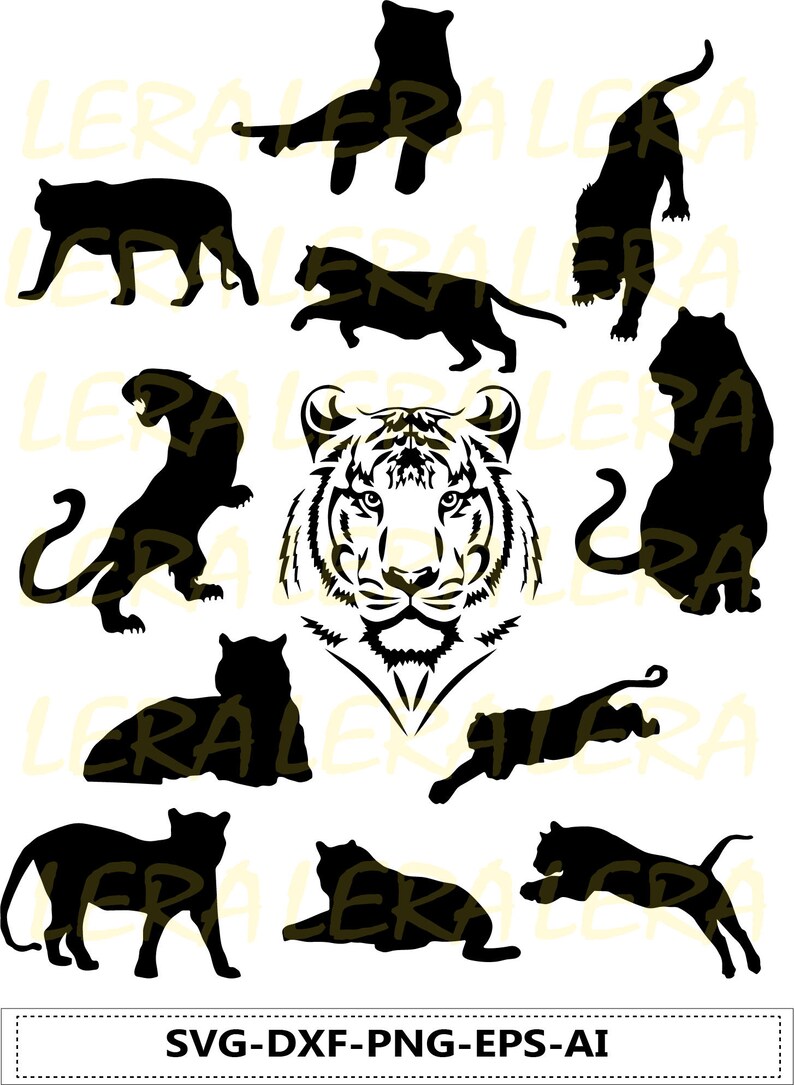 Download 60 % OFF Tiger Silhouette png eps svg dxf Tiger SVG | Etsy