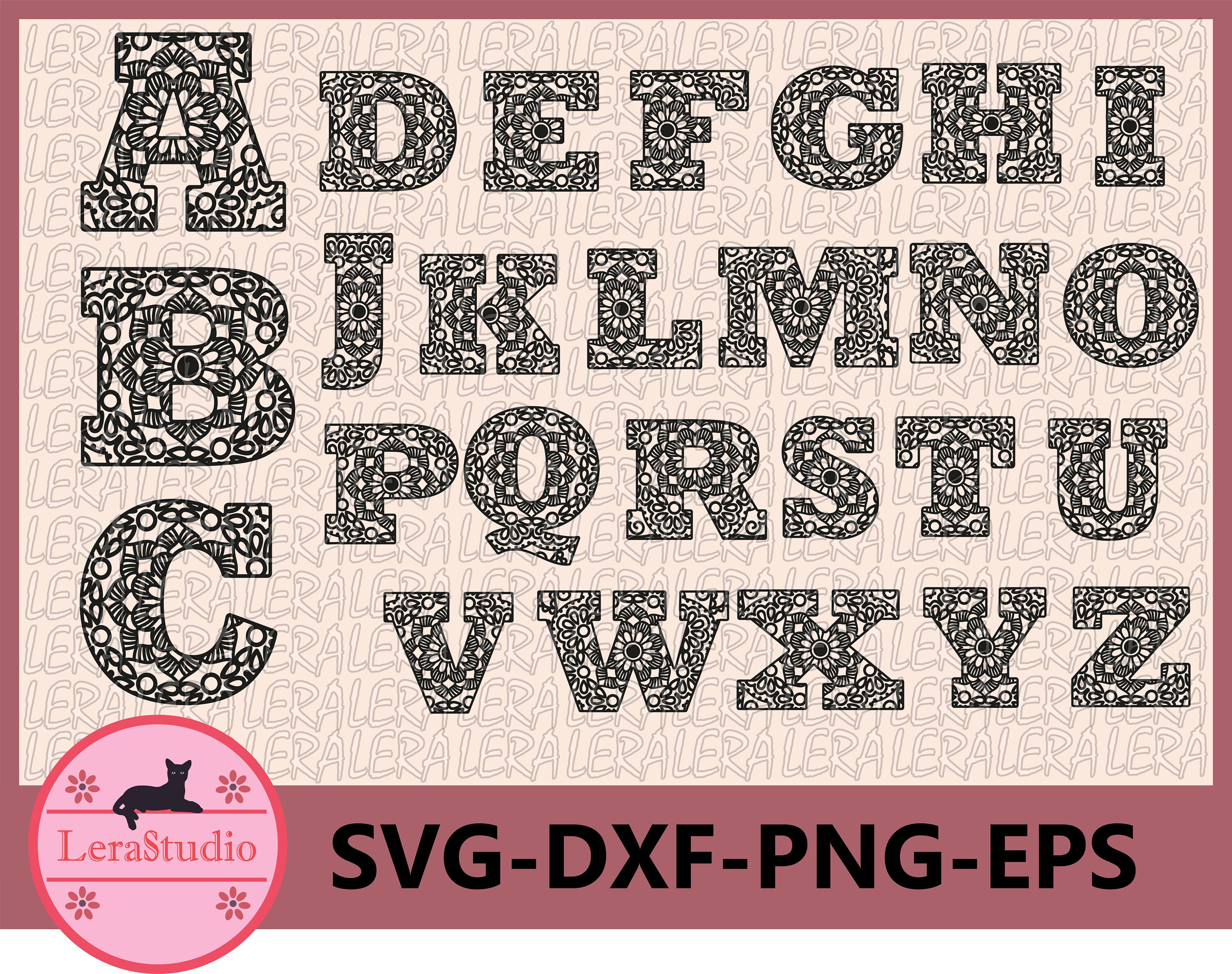 Download 60 Off Alphabet Mandala Svg Zentangle Svg Mandala Letters Etsy