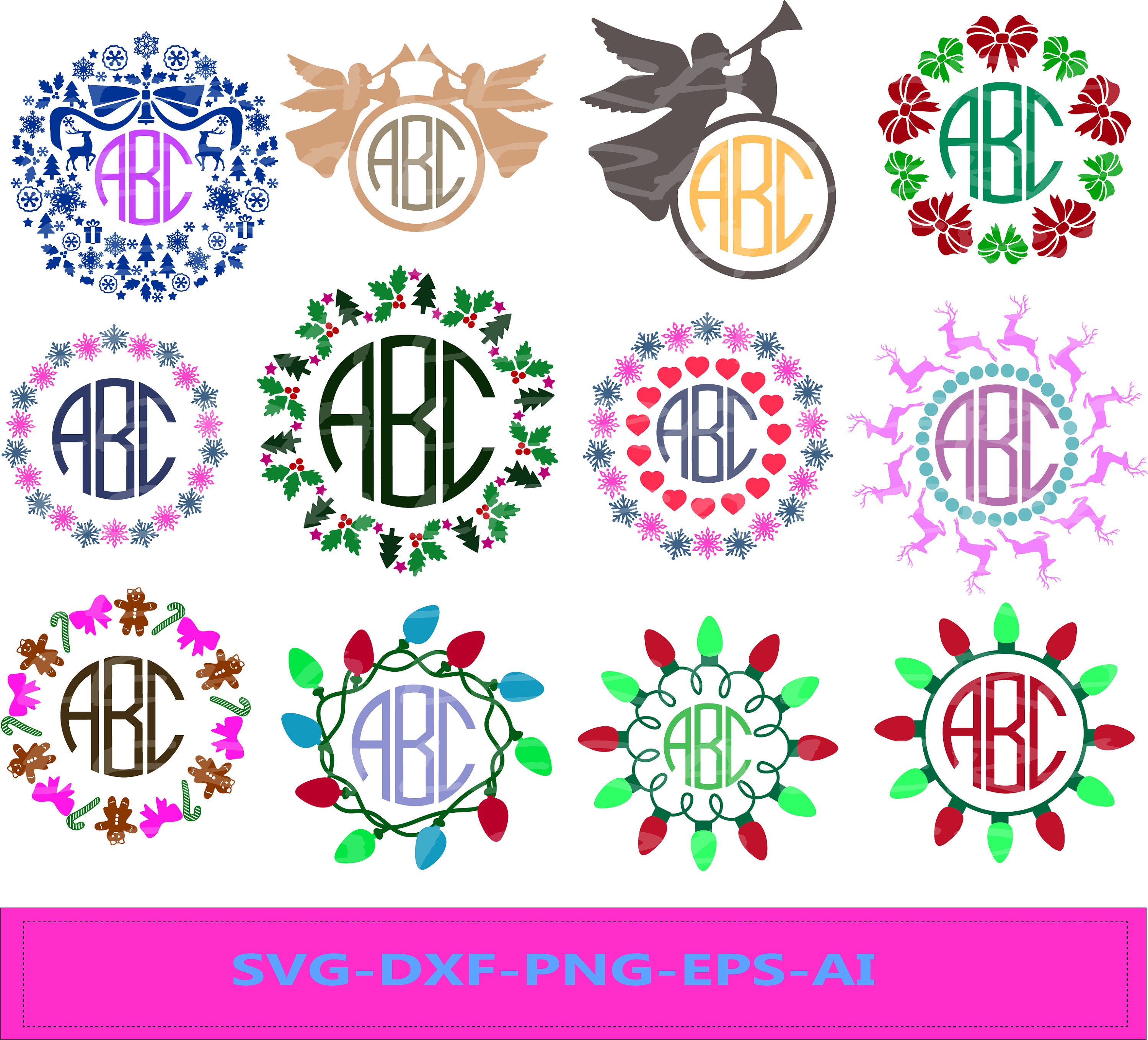 Download 60 % OFF Christmas Monogram Frames SVG Circle Monogram svg ...