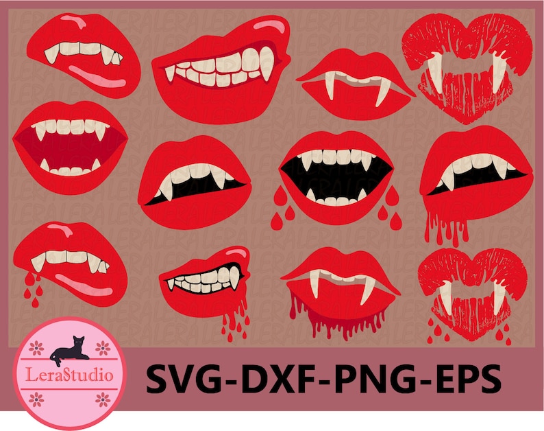 Download 60 % OFF Blood Lips SVG Halloween Svg Fangs svgdxf ai | Etsy