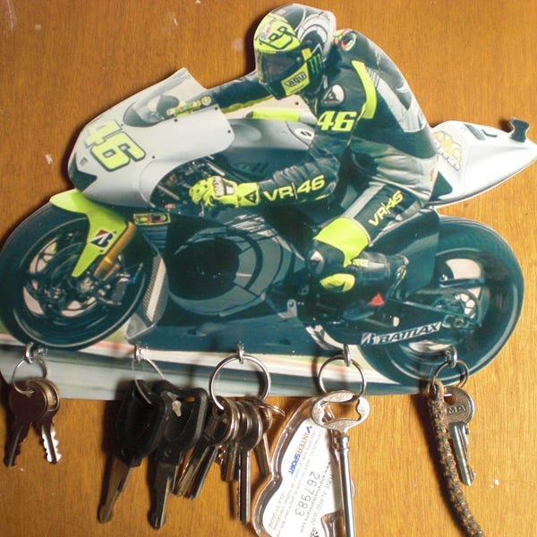 porte clés mural moto GP VALENTINO ROSSI,accroche clés mural,vintage,personnalisé