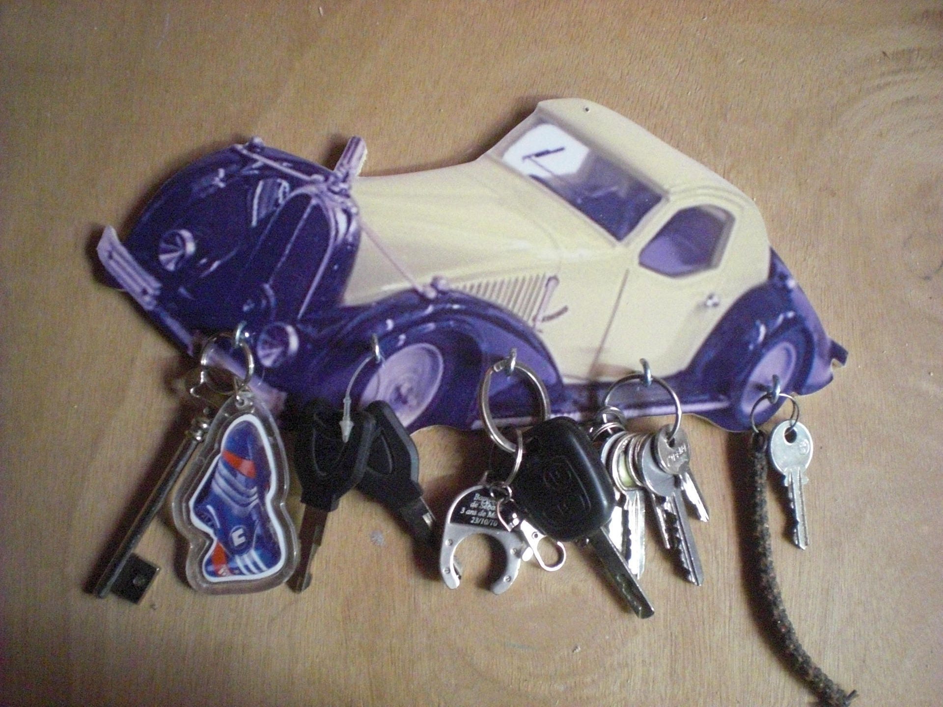 Porte Clés Mural Automobile Voisin, Accroche Clés, Portrait Automobile, Portrait Pet, Cadeau Personn