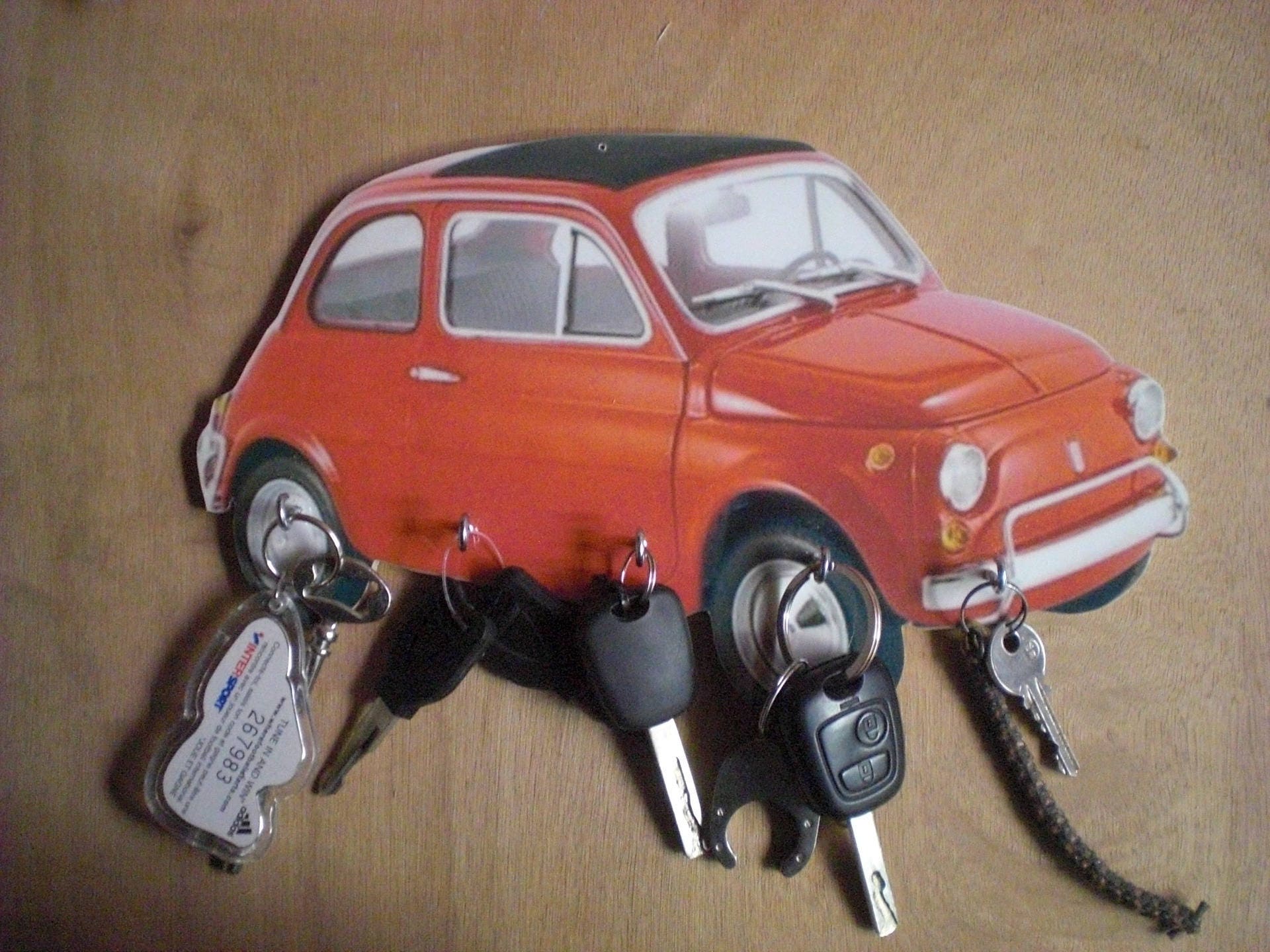 Porte Clés Mural Fiat 500/600, Accroche Vintage Personalisé, Portrait Personnalisé, Portrait Pet, Ca