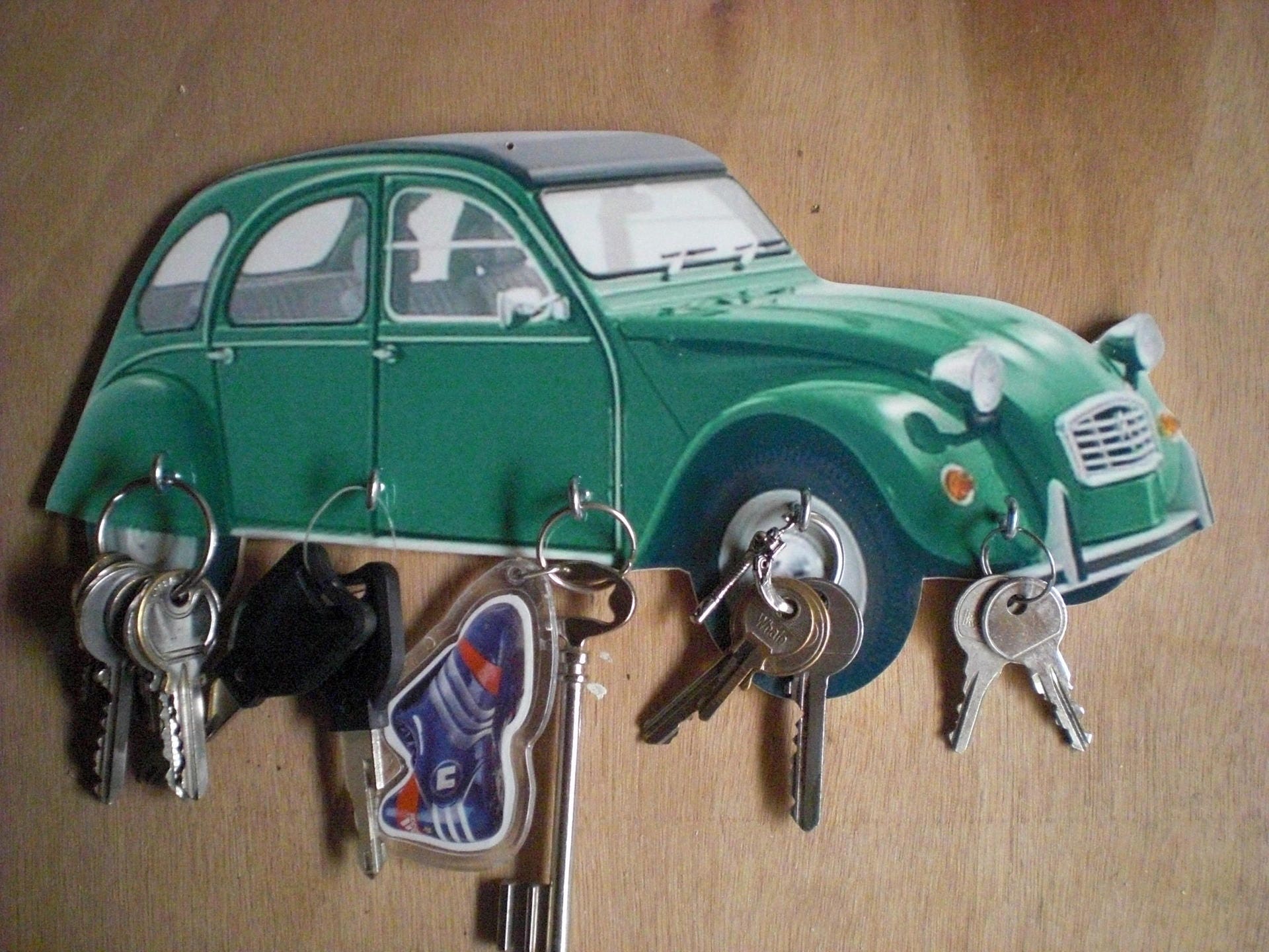 Porte Clés Mural Citroen 2 Cv Verte, Accroche Vintage Personnalisé