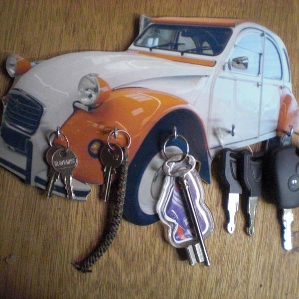 Schlüsselring Wand Citroën 2cv Dolly weiß und Orange, greifen wichtige benutzerdefinierte, Vintage Porträt eigene Porträt Haustier, Geschenk