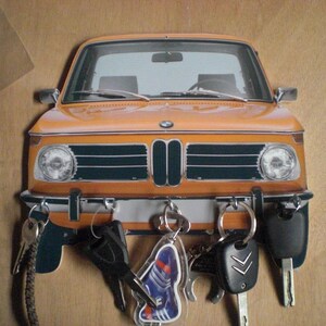 key wall BMW 2002, personalized, vintage key hangs portrait custom, portrait pet.