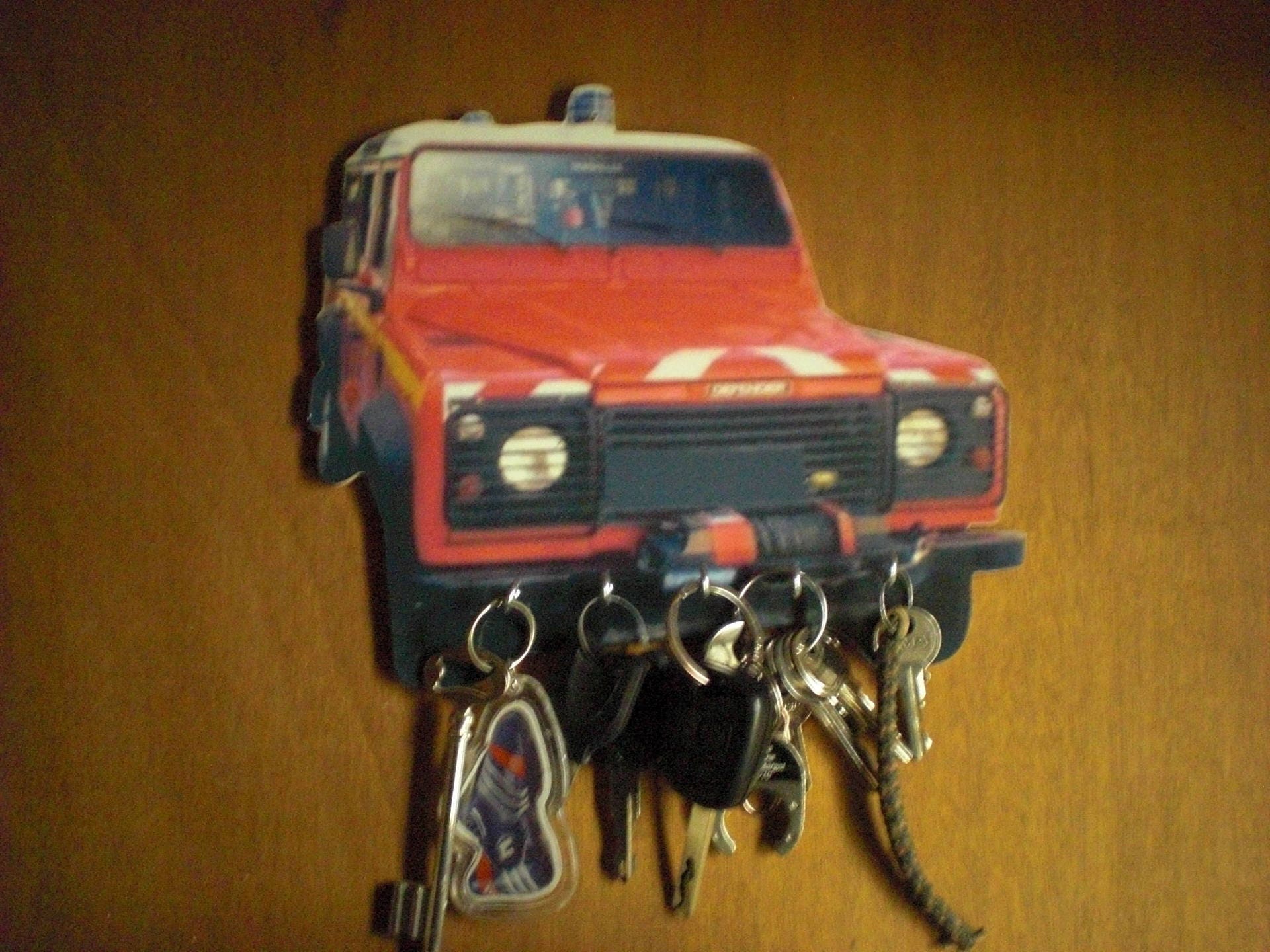 Porte Clés Mural Land Roover Defender Pompiers, Accroche Vintage Personnalisé, Portrait Pet, Cadeau 