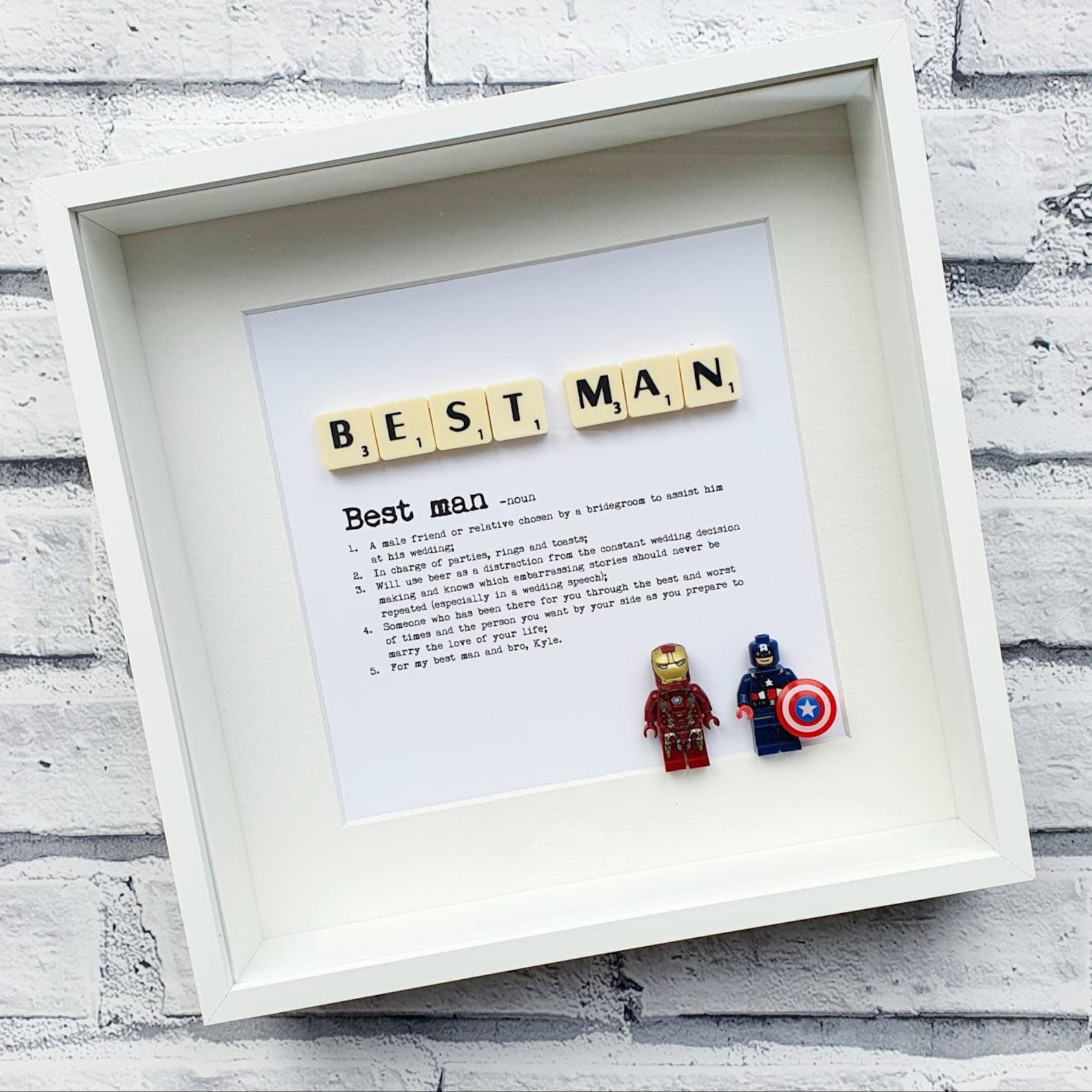 Best Man Definition Minifigure & Scrabble Frame