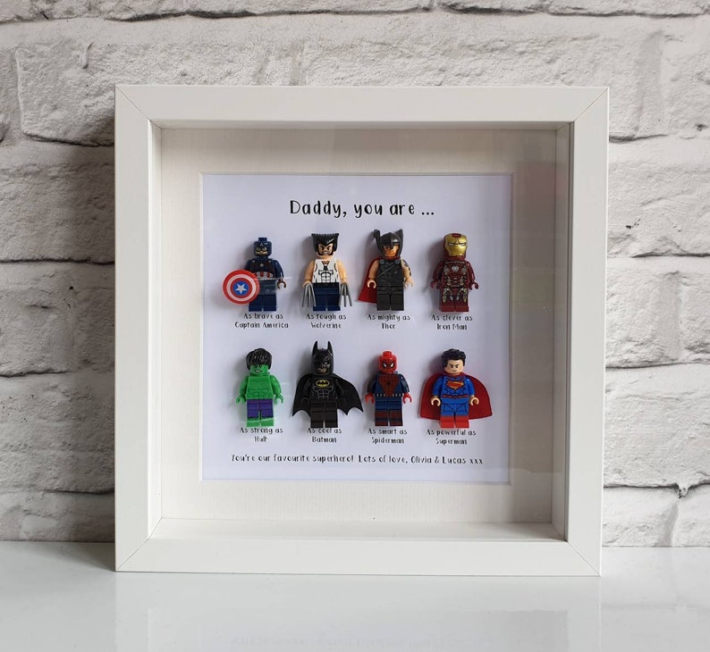Lego Superheroes Frame Personalised Dad Daddy Teacher Avengers