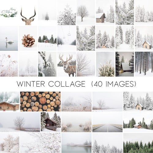 Aesthetic Winter Wall Collage Kit Photos Printable Holiday | Etsy