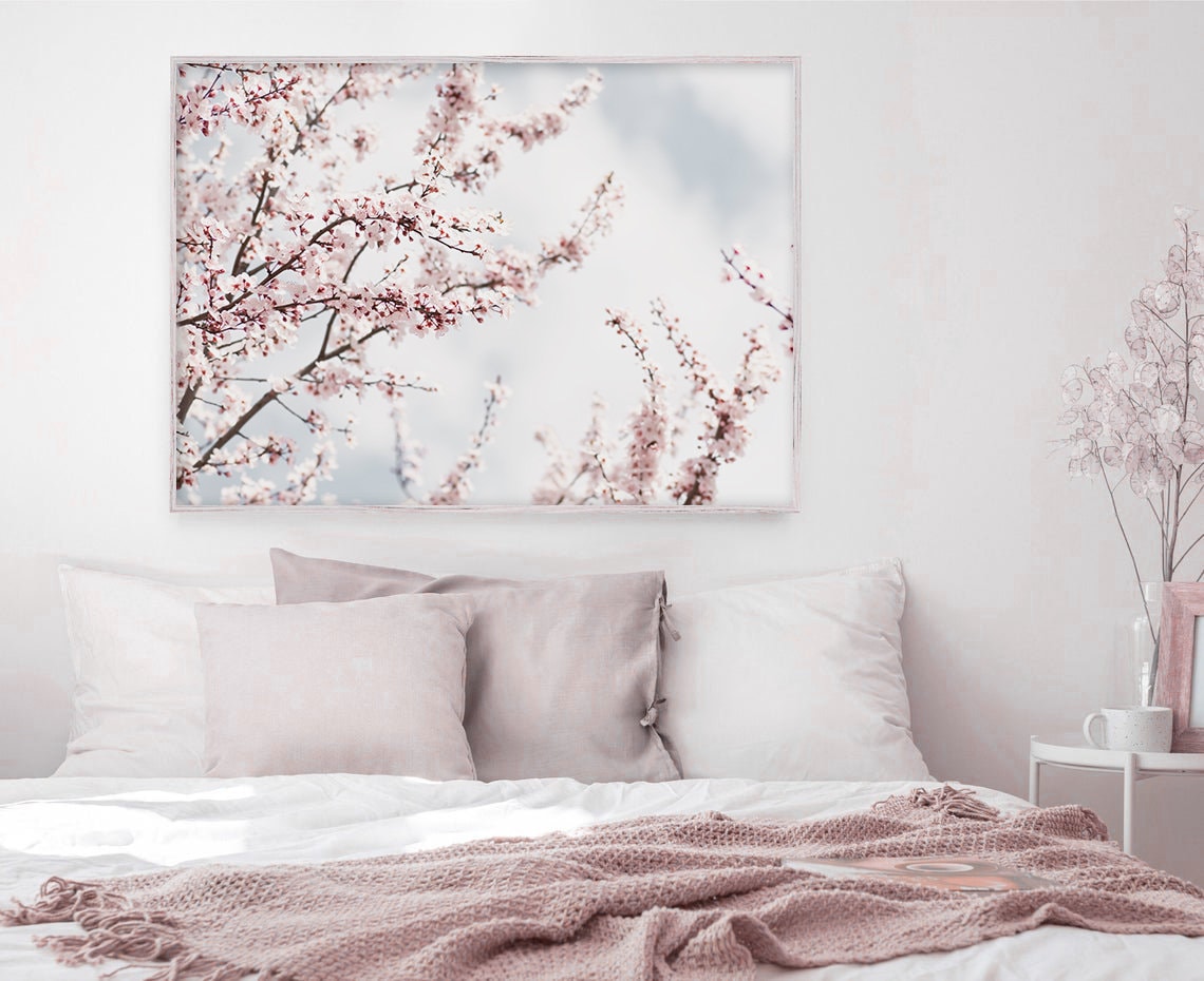 Cherry Blossom Print | Pink Cherry Blossom Art | Japan Inspired Art ...