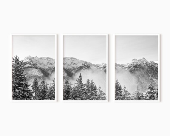 Set of Three Mountain Print Forest Printable Nature Printable | Etsy