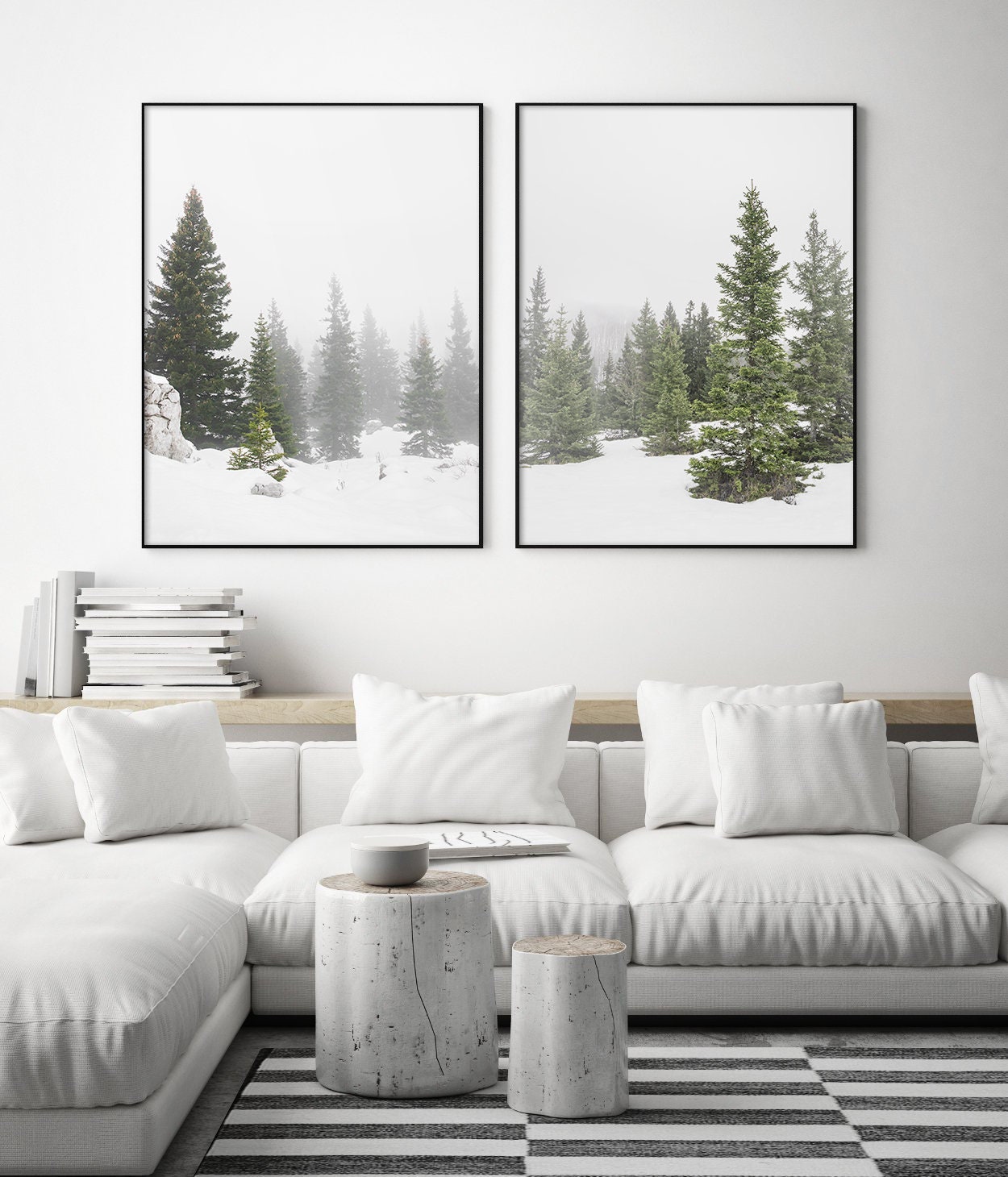 Winter Forest Set of 2 Prints | Snowy Landscape | Printable Winter Art ...