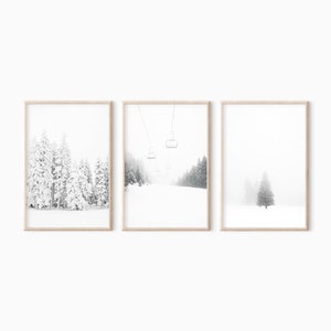 Winter Set Of 3 Prints | Minimalist Snowy Printable DOWNLOAD    #0579bw