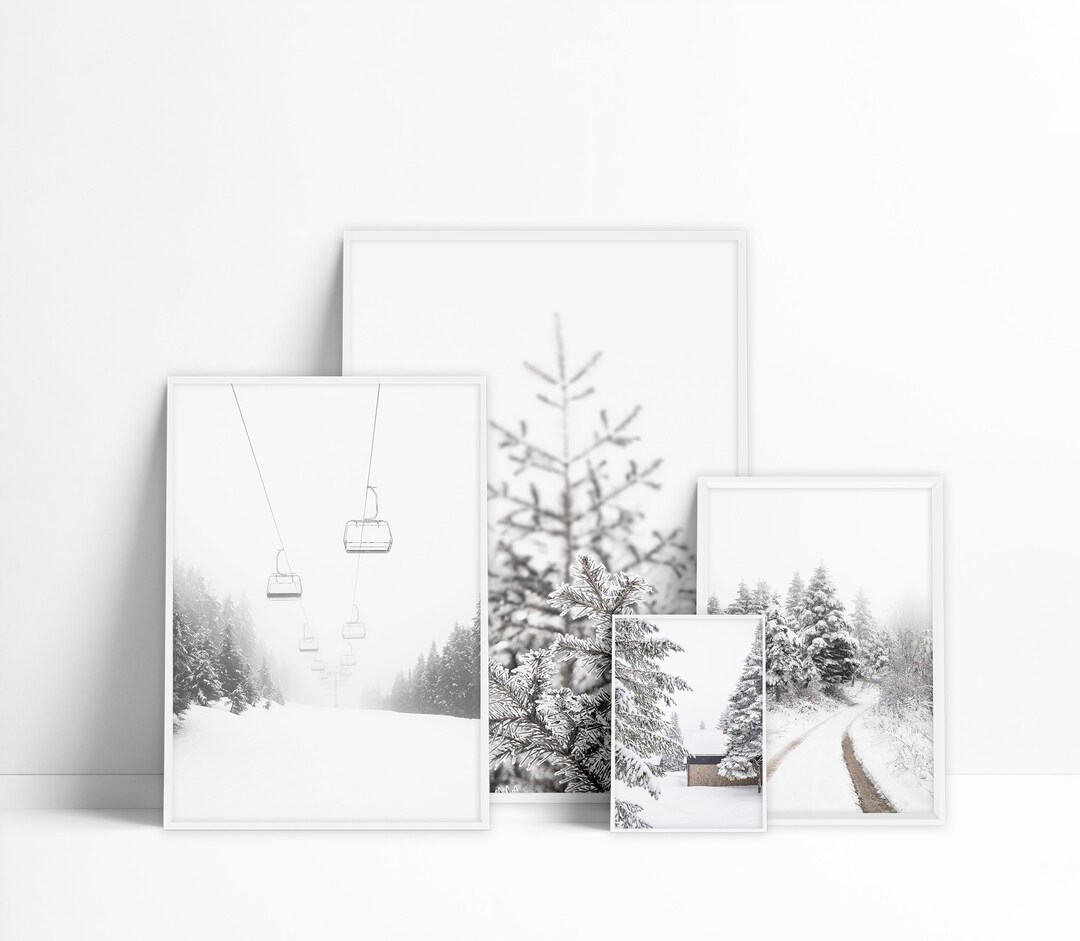 Set of 4 Digital Winter Prints | Christmas Printable Art | Snowy Forest ...