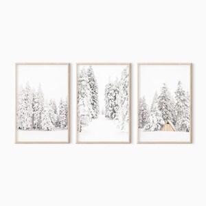Winter Snowy Trees Poster Set of 3 Winter Prints Ski Print Gallery Wall ...