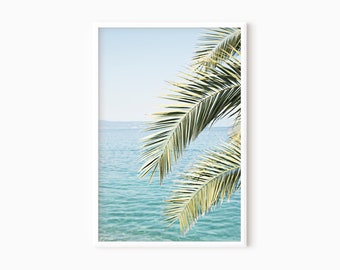 Beach Palm Print | Palm Tree Print | Beach Wall Art | Ocean Photography | Coastal Print | Beach House Decor | Instant Download    #0763