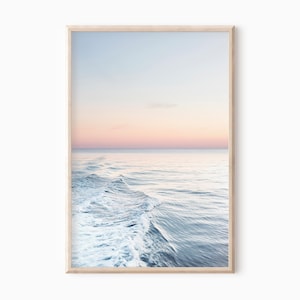 Pastel Beach Sunset Print | Ocean Wave Photography Art Print Digital Download | Printable Wall Art  #1570