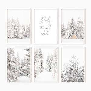 Set Of 6 Winter Forest Prints | Farmhouse Christmas Prints | Digital Wall Art   #1256