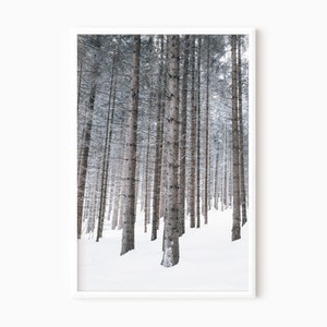 Snowy Forest Wall Art | Printable Winter Pine Tree Print DOWNLOAD   #0916