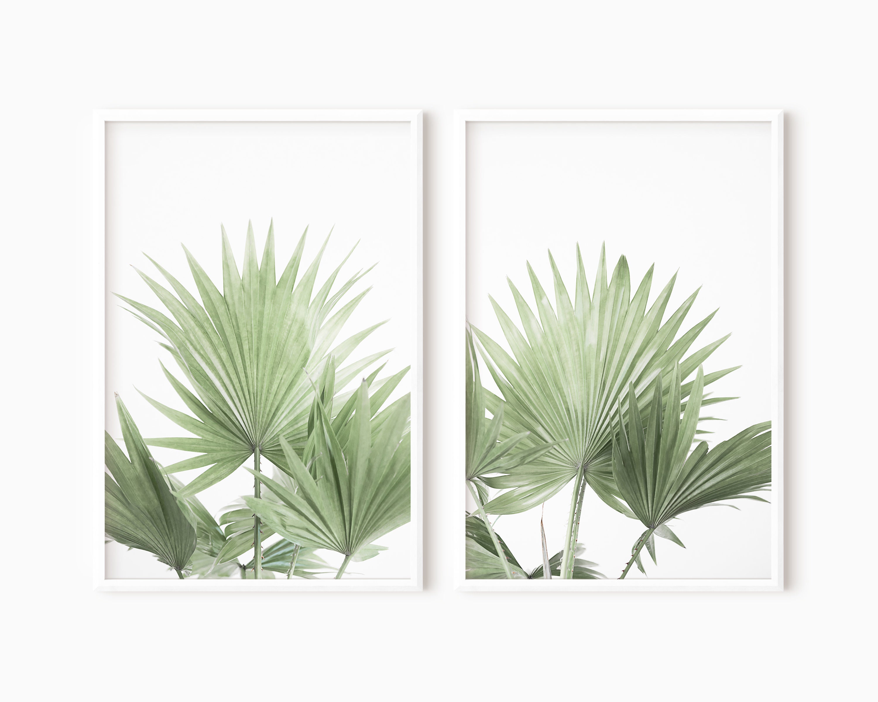 Set of 2 Palm Leaf Prints | Printable Tropical Wall Art | Digital Palm ...