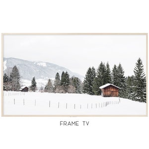 Frame TV Art | Winter Log Cabin Digital Art For TV | Mountain Landscape Smart TV Art 4k Download   #0939