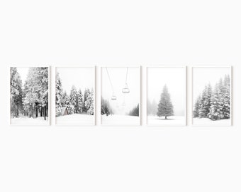 Set Of 5 Winter Forest Prints | Christmas 5 Piece Gallery Wall Set | Printable Holiday Decor | Digital Download   #1320