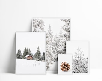 Winter Wall Art Set Of 4 Prints | Snowy Gallery Wall Prints | Printable Winter Photography DOWNLOAD   #1072
