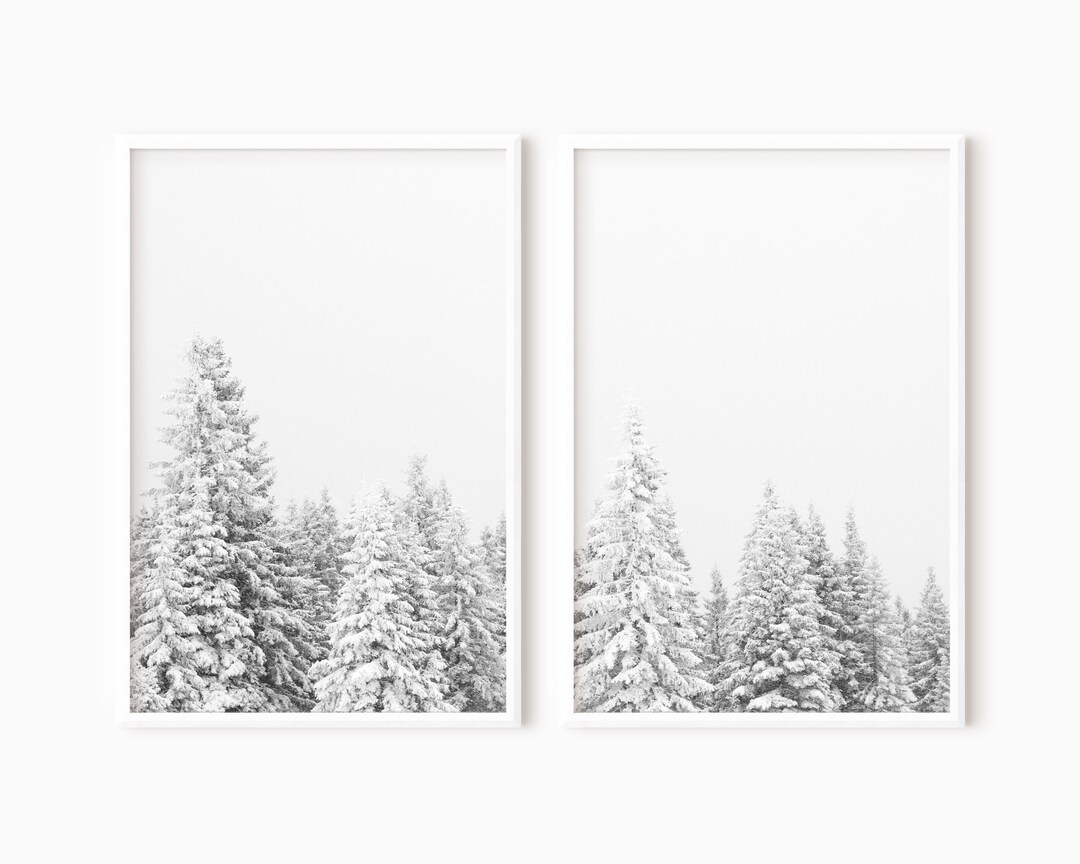Snowy Forest Set of 2 Prints | Printable Winter Art | Christmas Poster ...