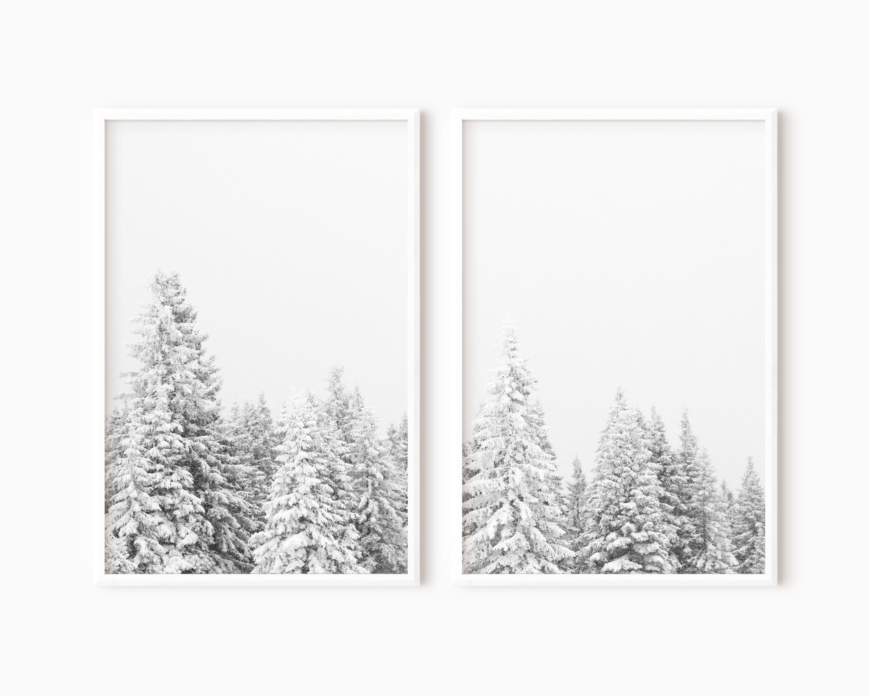 Snowy Forest Set of 2 Prints | Printable Winter Art | Christmas Poster ...