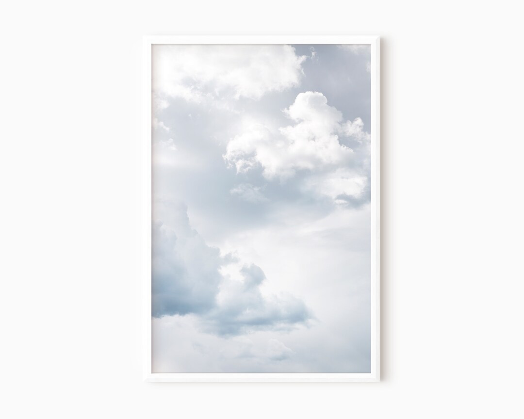 Cloud Print Light Blue Photo Downloadable Prints Printable Wall Art Above Bed Art Large Artwork ...