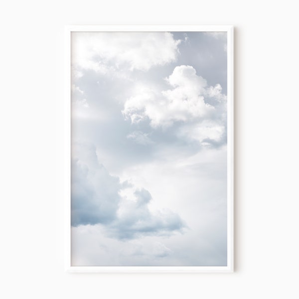 Cloud Print Light Blue Photo Downloadable Prints Printable Wall Art Above Bed Art Large Artwork Office Decor Digital Download   #0401