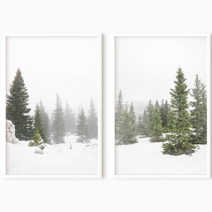 Winter Forest Set Of 2 Prints | Snowy Landscape | Printable Winter Art    #1118