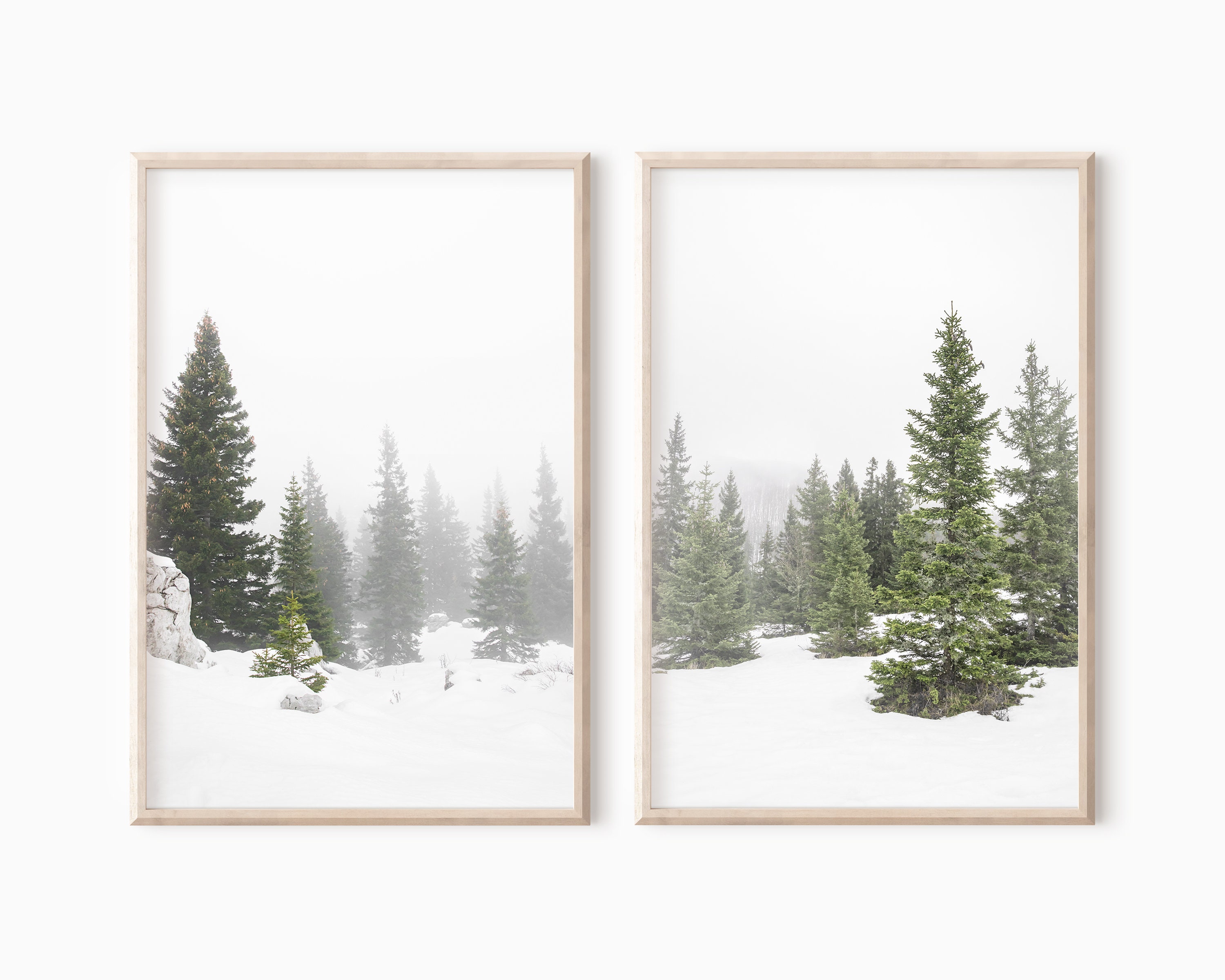 Winter Forest Set of 2 Prints | Snowy Landscape | Printable Winter Art ...