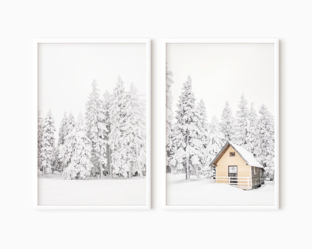 Snow Covered Forest Set of 2 Winter Wall Art | Printable Two Piece ...