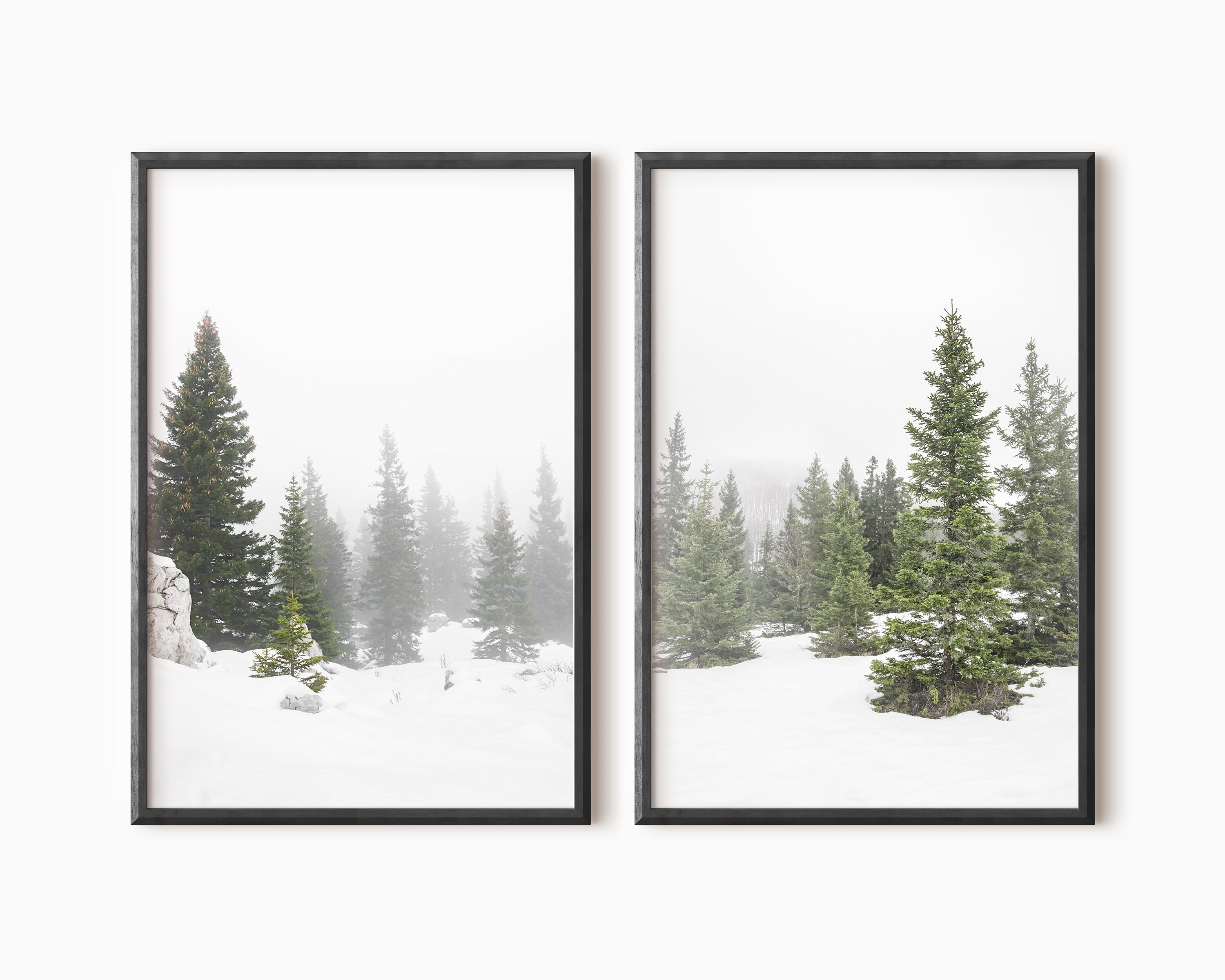 Winter Forest Set of 2 Prints | Snowy Landscape | Printable Winter Art ...