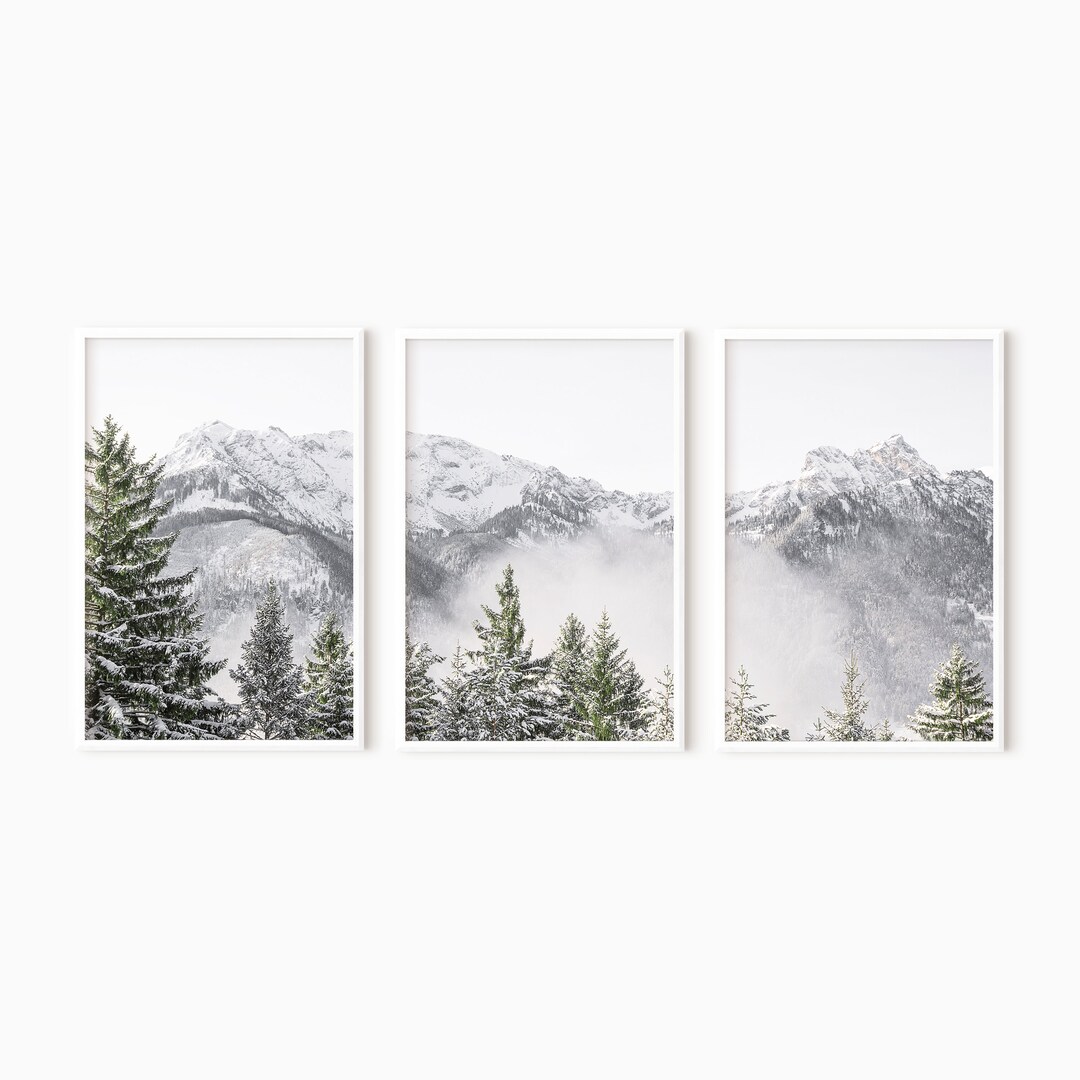 Mountain Wall Art Set of 3 | Nordic Mountain Art Prints | Printable ...