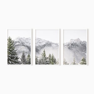 Mountain Wall Art Set Of 3 | Nordic Mountain Art Prints | Printable Landscape Wall Art | Instant Download  #0743