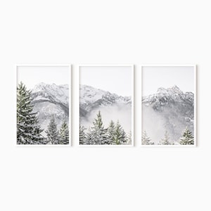 Mountain Wall Art Set Of 3 | Nordic Mountain Art Prints | Printable Landscape Wall Art | Instant Download  #0743