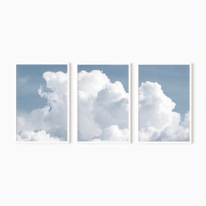 Cloud Photo Print Set Of 3 | Blue Sky Print | Modern Wall Art | Nature Photography   #0718