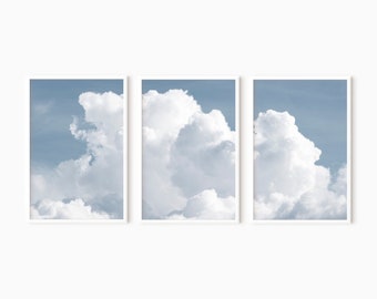 Cloud Photo Print Set Of 3 | Blue Sky Print | Modern Wall Art | Nature Photography   #0718