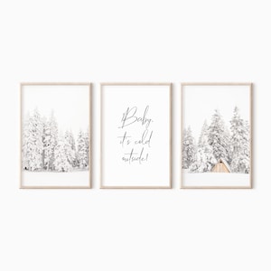 Winter Set Of 3 Prints | Farmhouse Christmas Wall Art | Digital Download | Printable Winter Wall Art  #1149
