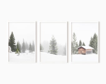 Winter Prints Set Of 3 Snowy Landscape Photography | Digital Nordic Printable Wall Art  #1261