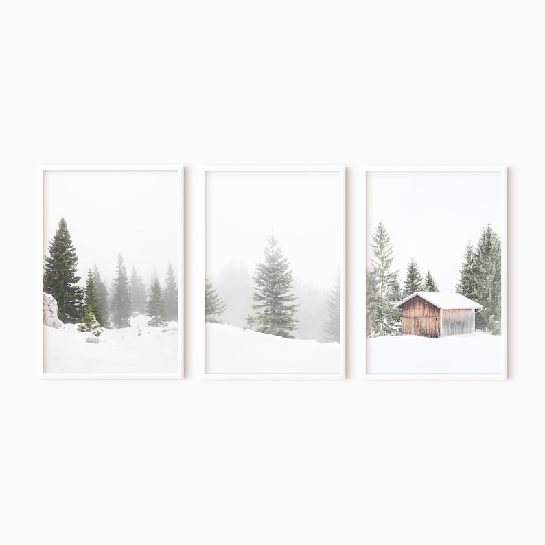 Winter Prints Set of 3 Snowy Landscape Photography | Digital Nordic ...
