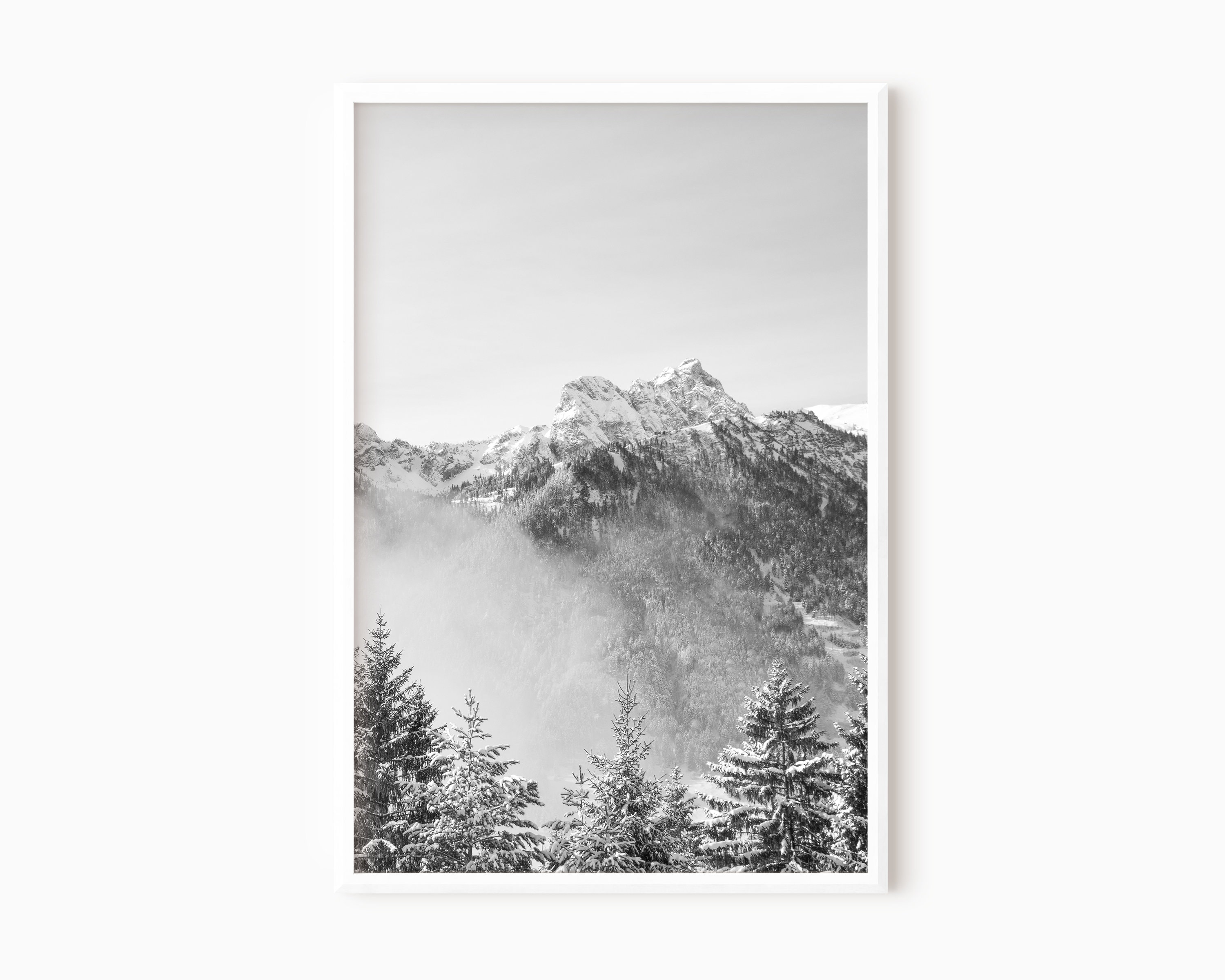 Mountain Forest Print Printable Black and White Nordic Print - Etsy