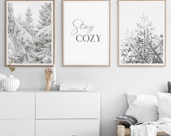 Winter Print Set of 3 Cozy Wall Art | Christmas Digital Printable ...