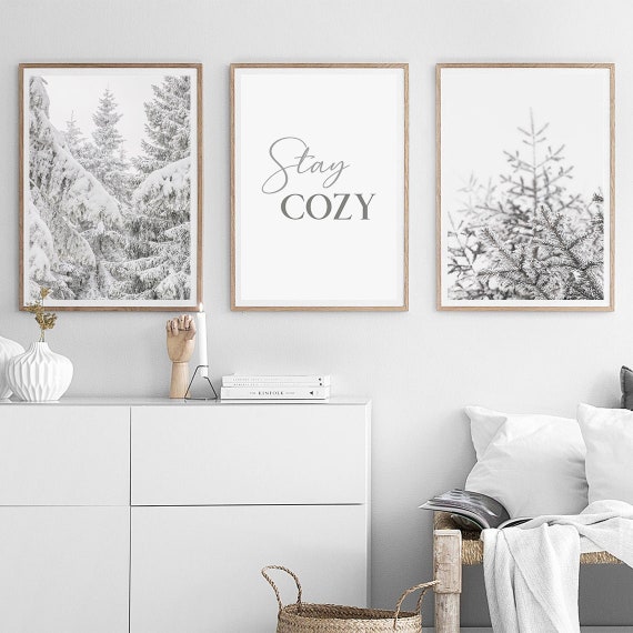 Winter Print Set Of 3 Cozy Wall Art | Christmas Digital Printable Winter Forest Prints  #1265